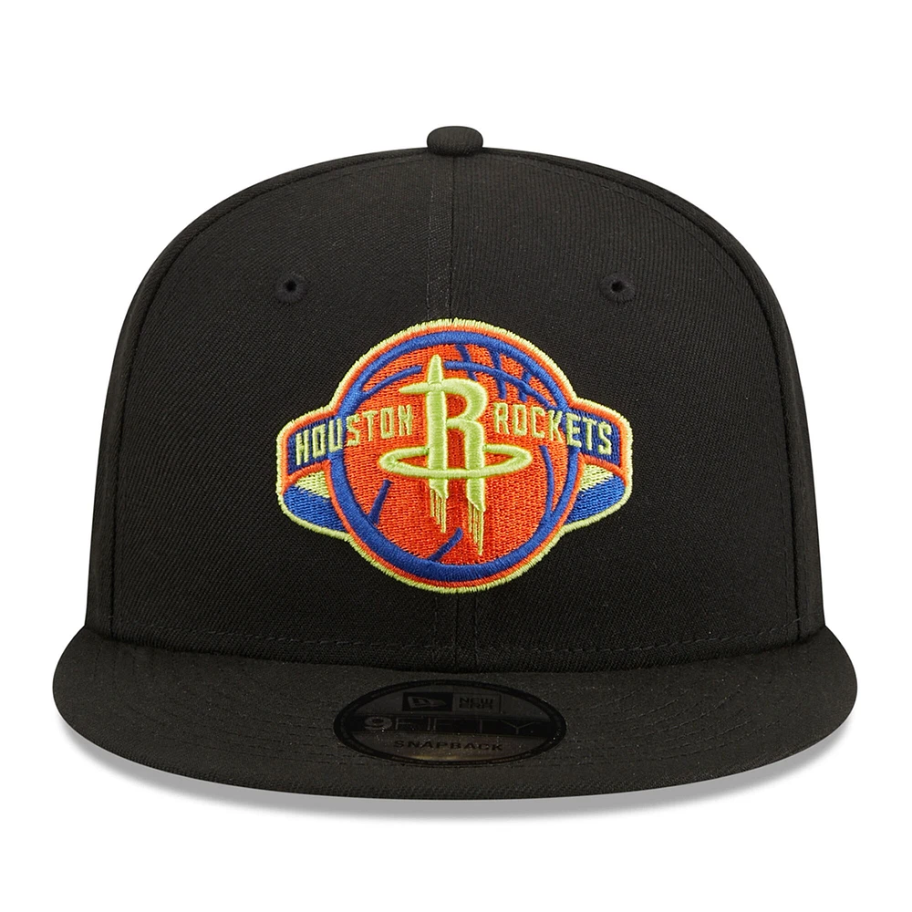 Casquette Snapback 9FIFTY Houston Rockets Neon Pop New Era noire pour homme