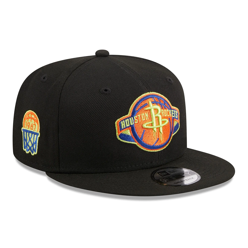 Casquette Snapback 9FIFTY Houston Rockets Neon Pop New Era noire pour homme