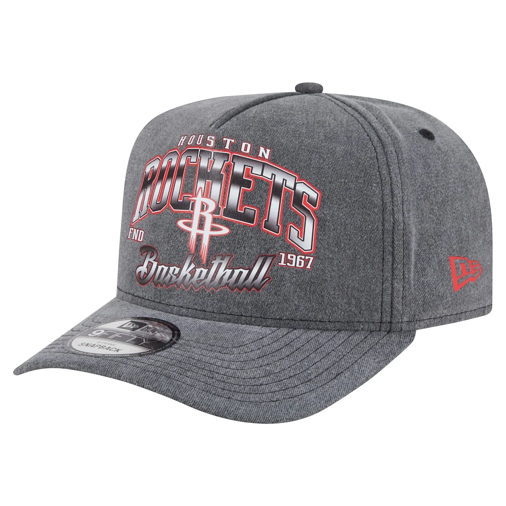 Casquette snapback pré-courbée 9FIFTY des Houston Rockets de New Era pour homme, couleur anthracite