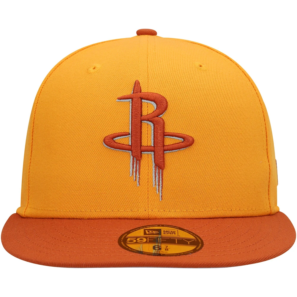 Men's New Era Gold/Rust Houston Rockets 59FIFTY Fitted Hat