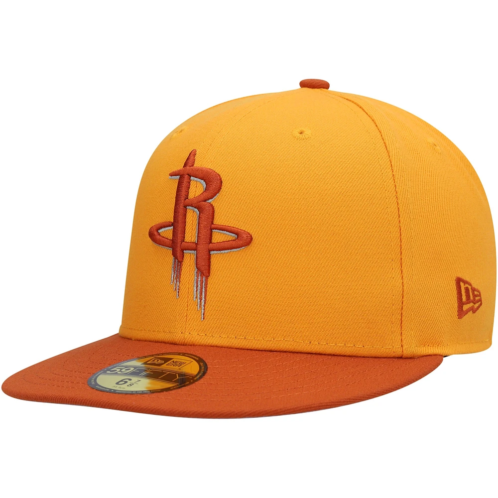 Casquette ajustée 59FIFTY Houston Rockets New Era pour homme, or/rouille