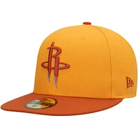 Men's New Era Gold/Rust Houston Rockets 59FIFTY Fitted Hat