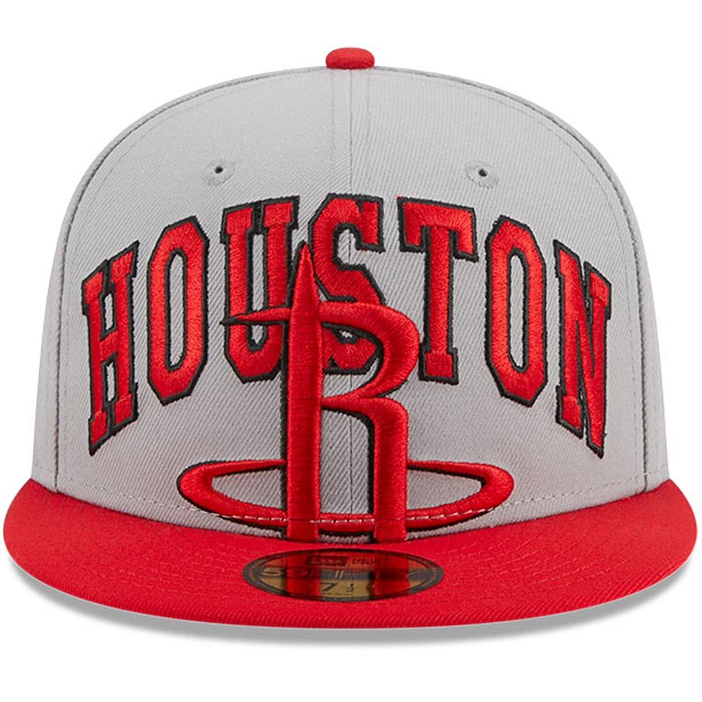 Men's New Era Gray/Red Houston Rockets Tip-Off Two-Tone 59FIFTY Fitted Hat