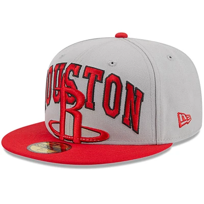 Casquette ajustée bicolore 59FIFTY New Era pour hommes des Houston Rockets Tip-Off, gris/rouge