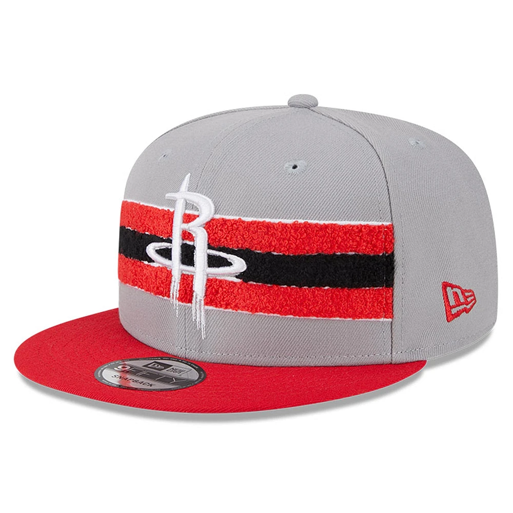 Men's New Era Gray Houston Rockets Chenille Band 9FIFTY Snapback Hat