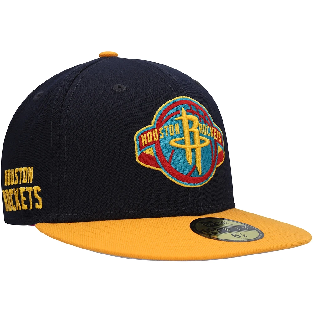 Casquette ajustée 59FIFTY Midnight Houston Rockets pour homme New Era bleu marine/doré