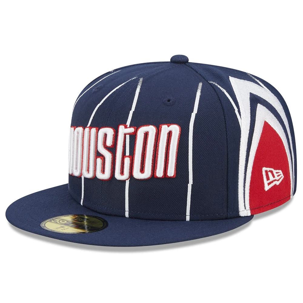 Casquette ajustée officielle 59FIFTY Houston Rockets 2022/23 City Edition pour homme New Era bleu marine