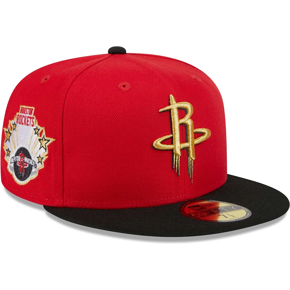 Casquette ajustée 59FIFTY Houston Rockets Gameday Gold Pop Stars New Era rouge/noir pour hommes