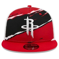 Casquette réglable 9FIFTY New Era Houston Rockets Tear Trucker pour homme, rouge/blanc