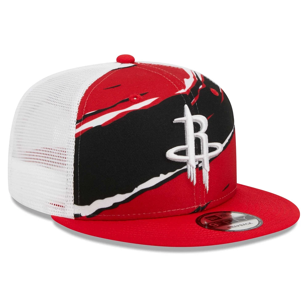 Men's New Era Red/White Houston Rockets Tear Trucker 9FIFTY Adjustable Hat