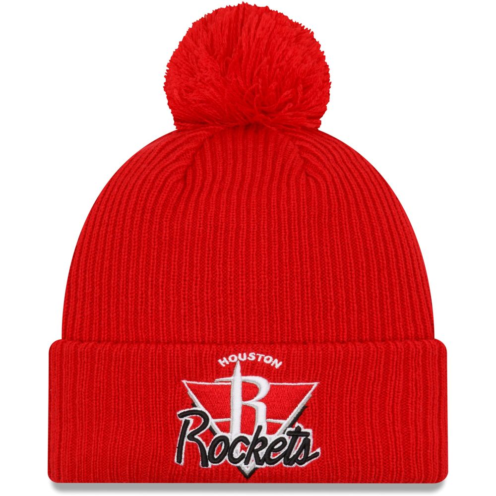 Men's New Era Red Houston Rockets 2021 NBA Tip-Off Team Color Pom Cuffed Knit Hat