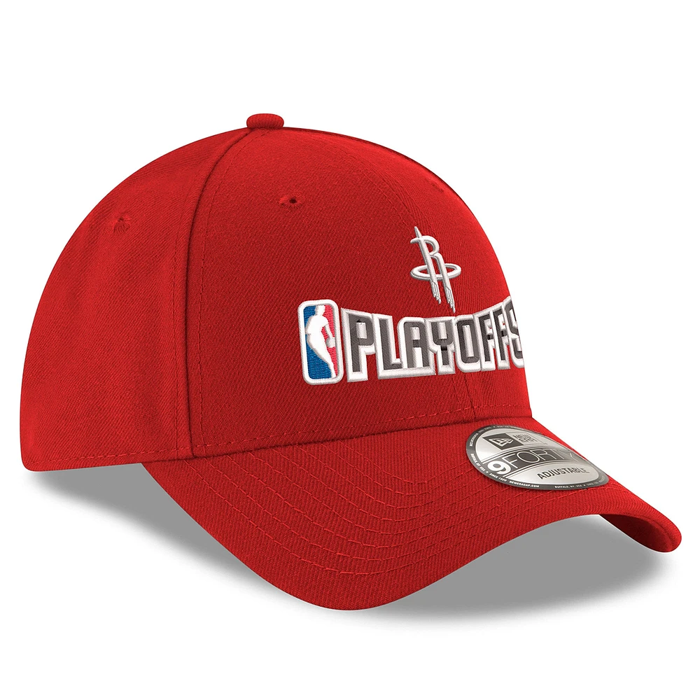 Men's New Era Red Houston Rockets 2025 NBA Playoffs 9FORTY Adjustable Hat