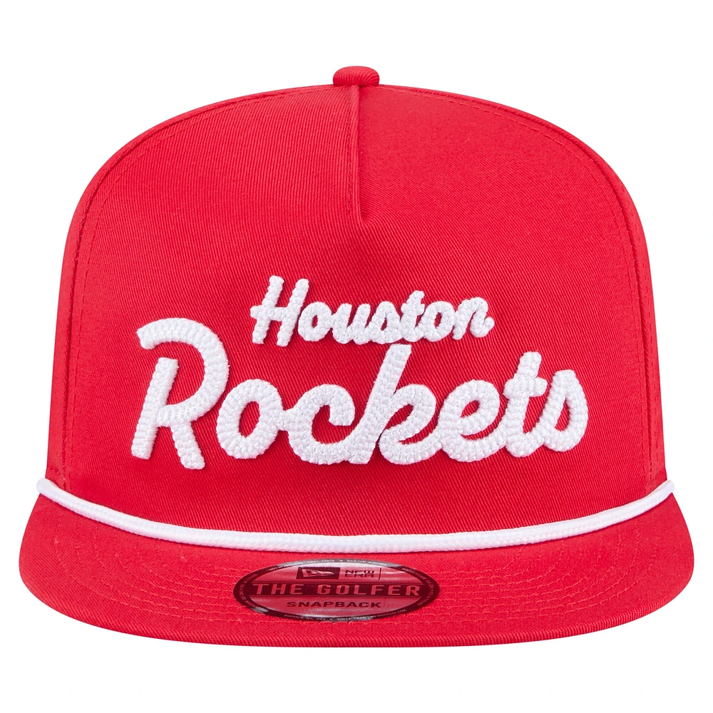 Casquette snapback de golfeur New Era rouge Houston Rockets pour homme