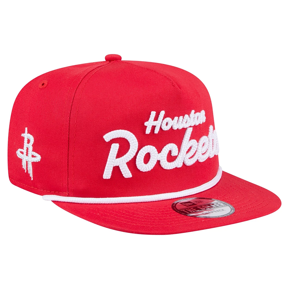 Casquette snapback de golfeur New Era rouge Houston Rockets pour homme