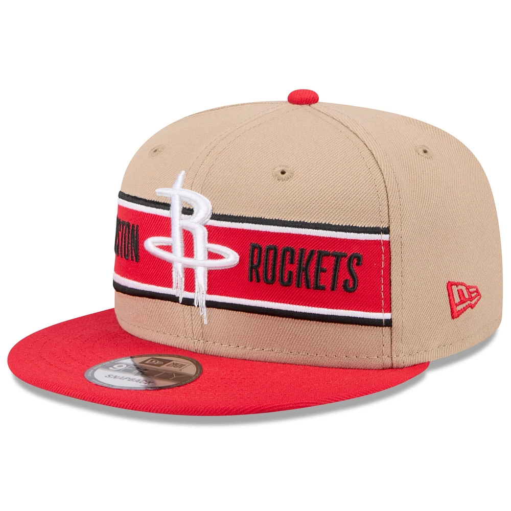 Casquette Snapback 9FIFTY NBA Draft 2024 Houston Rockets New Era beige/rouge pour homme