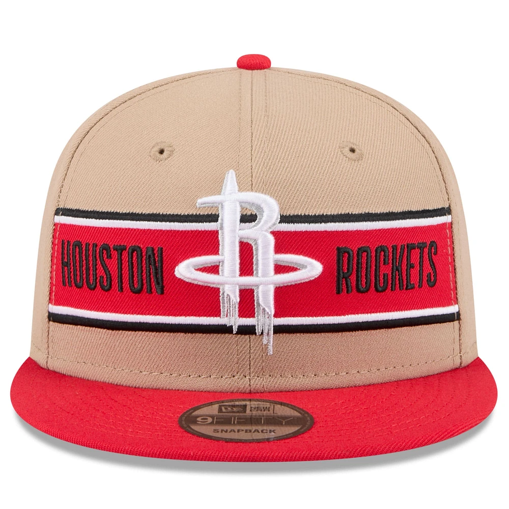 Casquette Snapback 9FIFTY NBA Draft 2024 Houston Rockets New Era beige/rouge pour homme