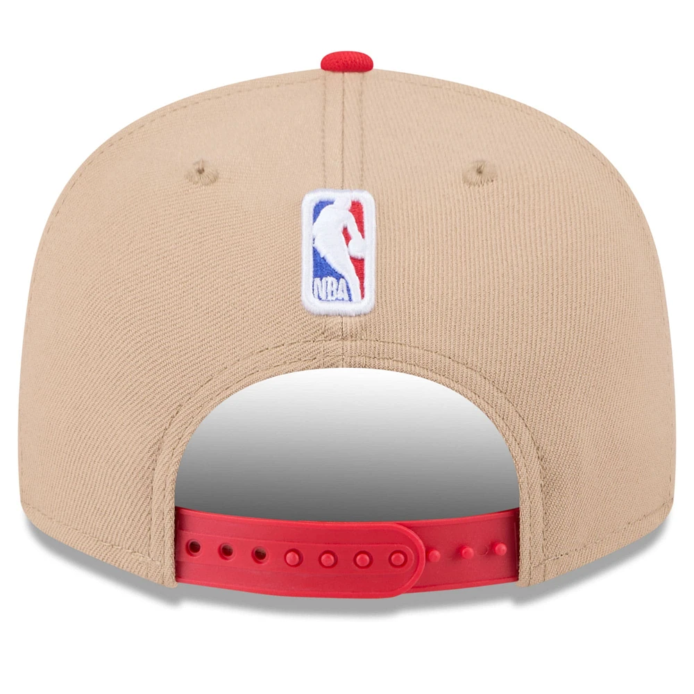 Men's New Era Tan/Red Houston Rockets 2024 NBA Draft 9FIFTY Snapback Hat