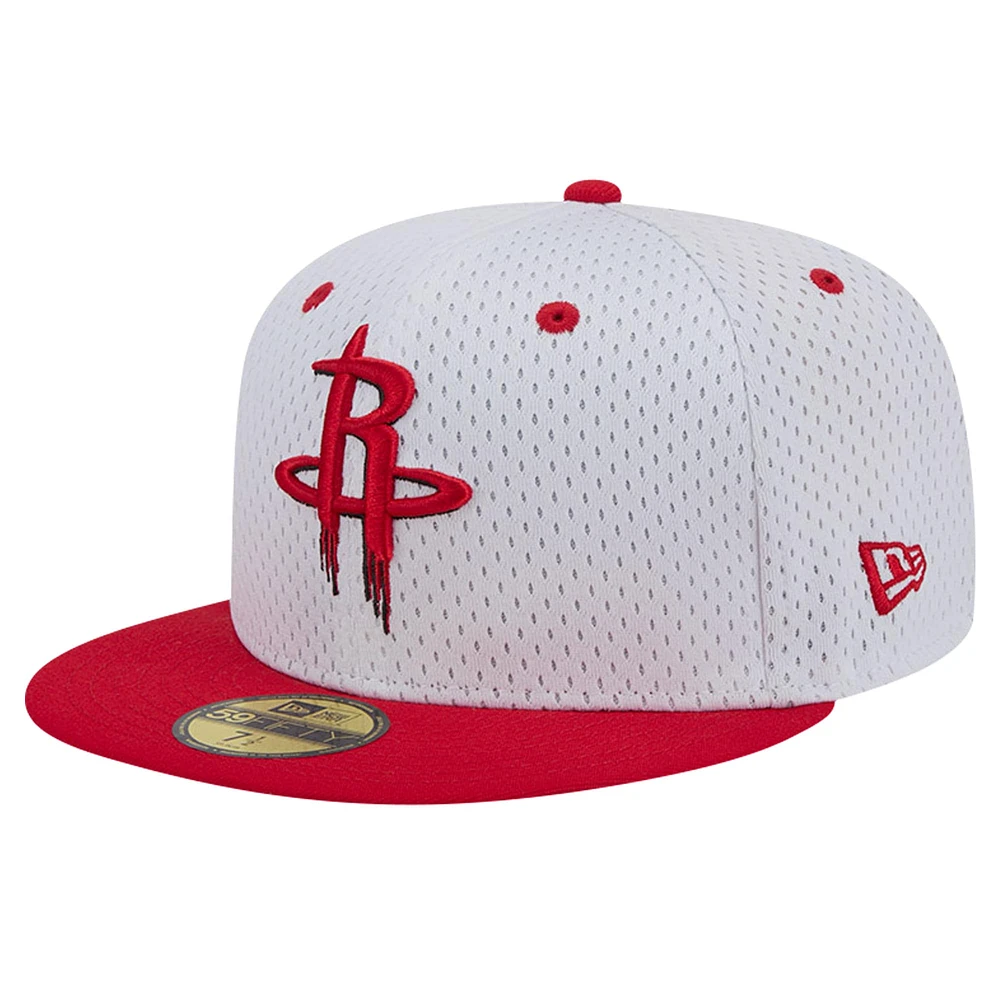 Casquette ajustée 59FIFTY Throwback 2Tone New Era pour hommes, blanc/rouge, Houston Rockets