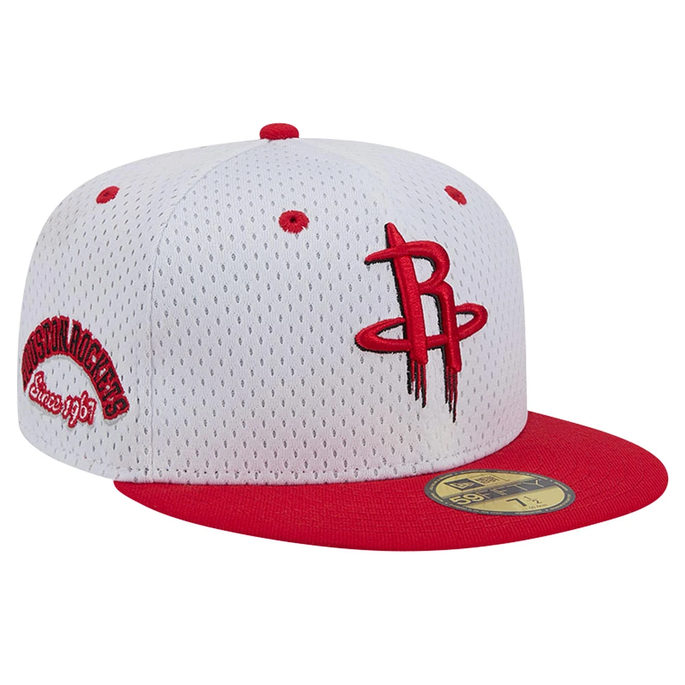 Casquette ajustée 59FIFTY Throwback 2Tone New Era pour hommes, blanc/rouge, Houston Rockets