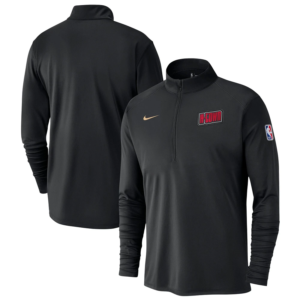 Haut à demi-zip Nike noir Houston Rockets 2024/25 City Edition Authentic Coaches Performance pour homme