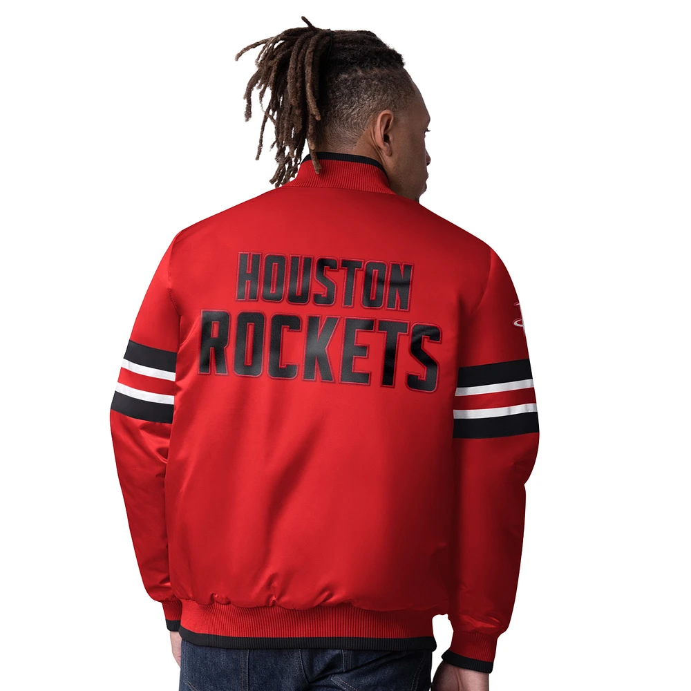 Men's Starter Red Houston Rockets Scout Varsity Satin Full-Snap Jacket