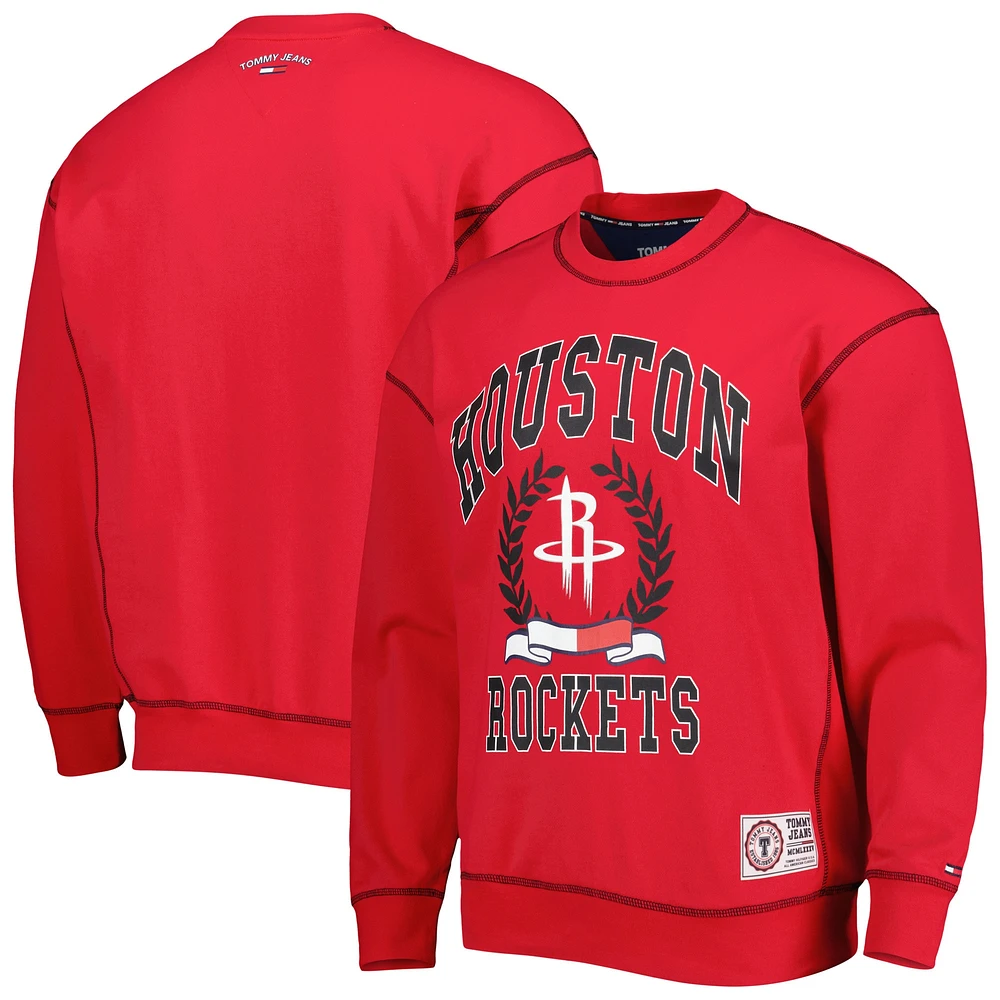 Tommy Jeans pour homme Houston Rockets rouge Peter French Terry pull ras du cou