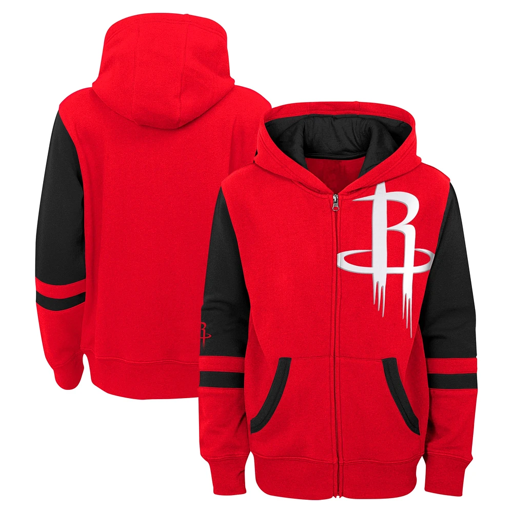 Sweat à capuche entièrement zippé rouge Houston Rockets Straight To The League pour enfants d'âge préscolaire