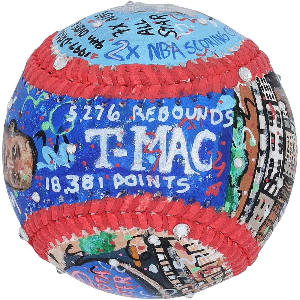 Tracy McGrady Houston Rockets Autographed Baseball - Art by Charles Fazzino - QL84439502