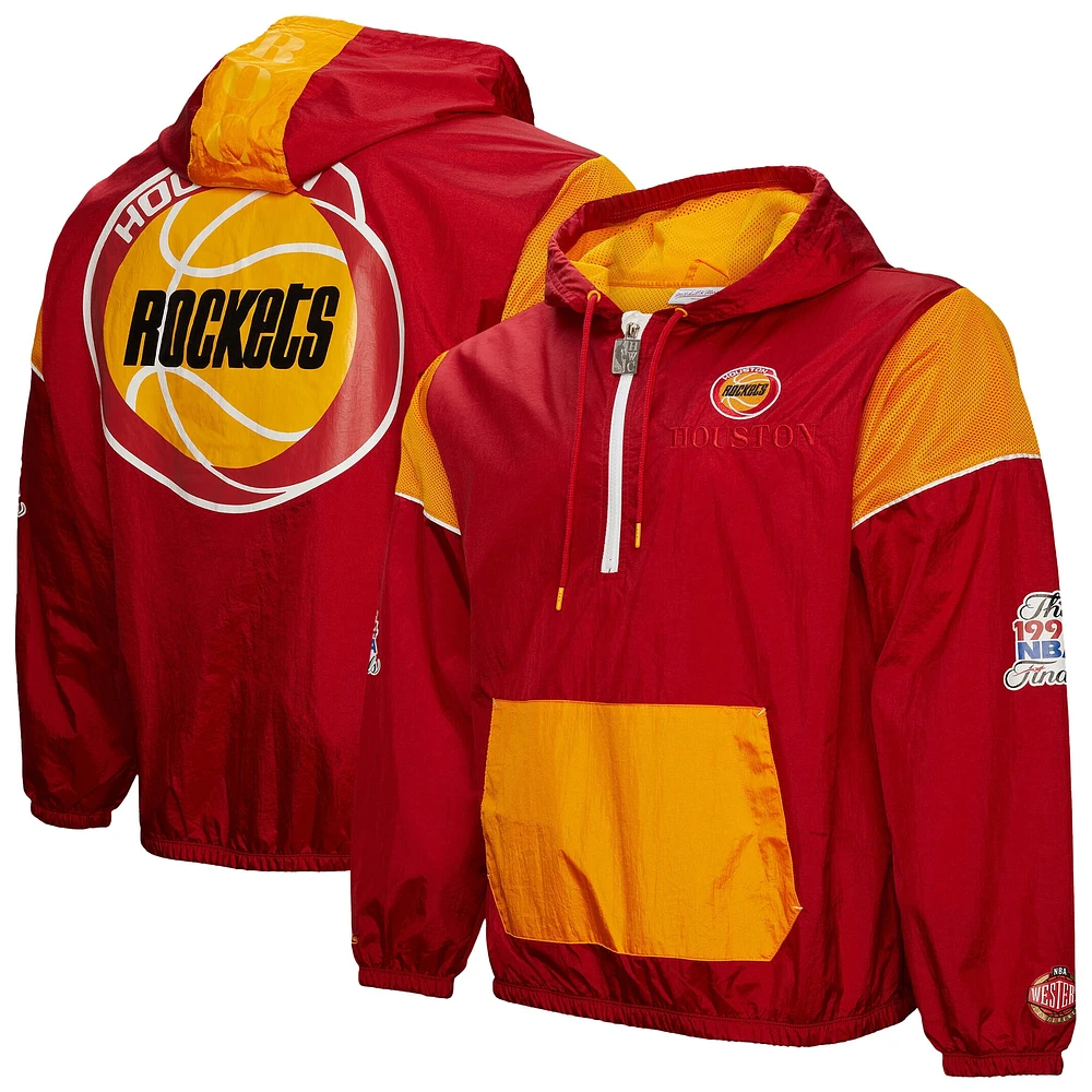 Unisex Mitchell & Ness  Red Houston Rockets Hardwood Classics Team OG 3.0 Anorak Half-Zip Windbreaker Jacket