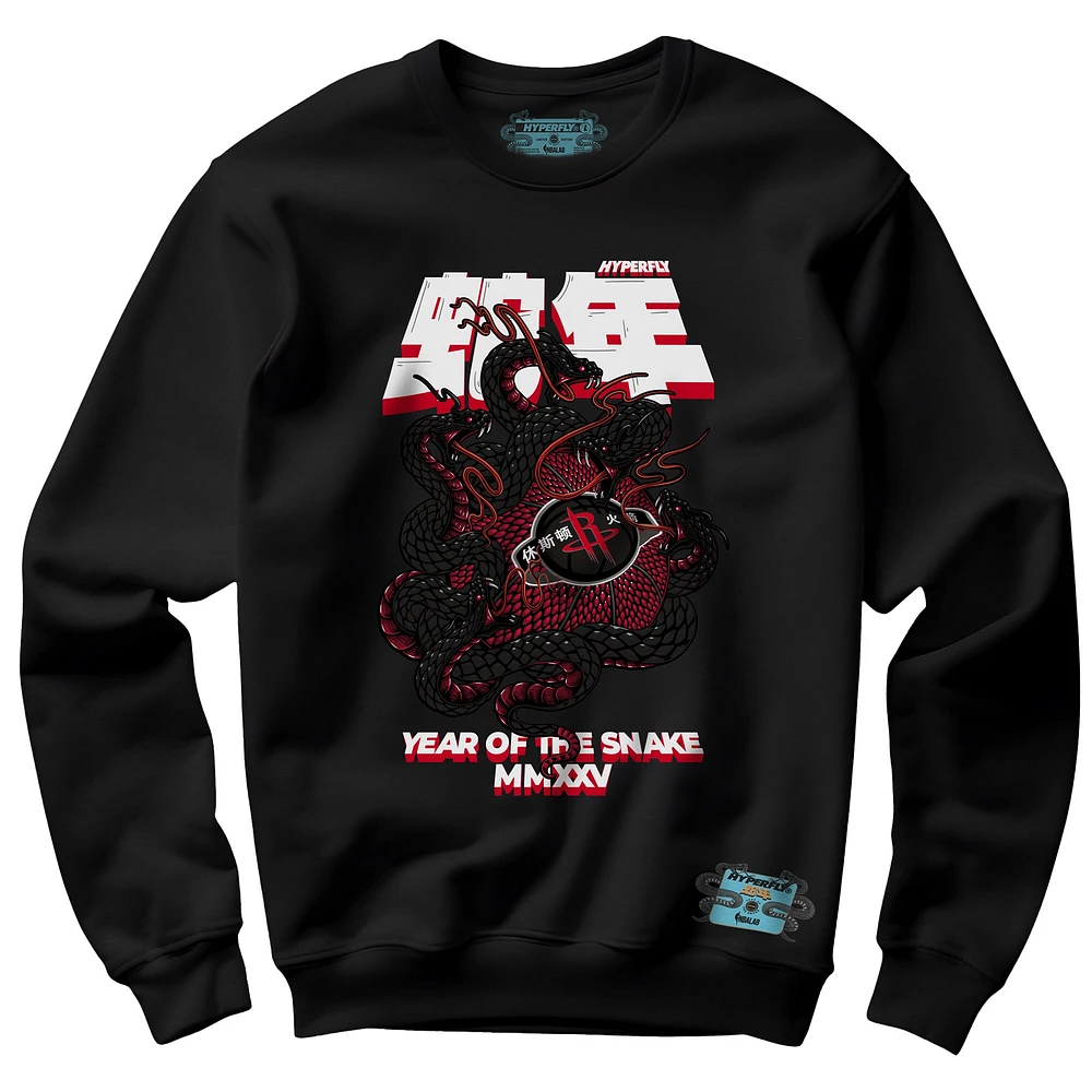 Sweat-shirt unisexe NBALab x Hyperfly Black Houston Rockets Collection Année du serpent Nouvel An lunaire