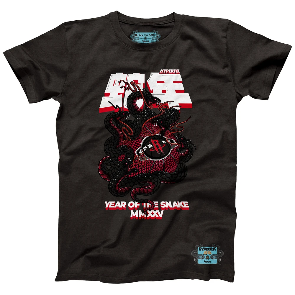 Unisex NBALab x Hyperfly Heather Black Houston Rockets Year of the Snake Lunar New Collection T-Shirt