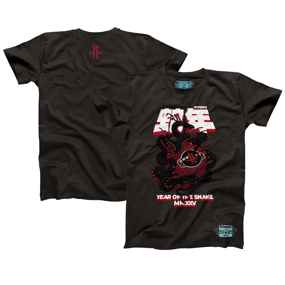 Unisex NBALab x Hyperfly Heather Black Houston Rockets Year of the Snake Lunar New Collection T-Shirt