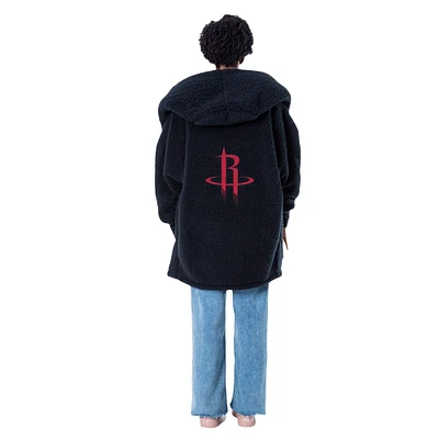 Unisex the Best Lounger World By Jill Martin Black Houston Rockets Oversized Open-Front Hoodie Sweater