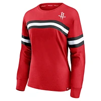 Women's Fanatics Red Houston Rockets Block Party Striped - Long Sleeve T-Shirt