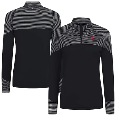 Women's Levelwear Black Houston Rockets Classic Stripes Quarter-Zip Top