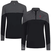 Women's Levelwear Black Houston Rockets Classic Stripes Quarter-Zip Top