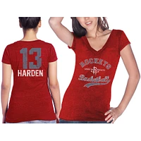 Majestic Threads pour femme James Harden Red Houston Rockets T-shirt triple mélange nom et numéro