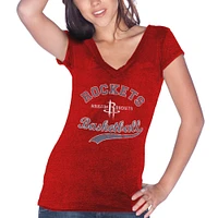 Women's Majestic Threads James Harden Red Houston Rockets Name & Number Tri-Blend T-Shirt