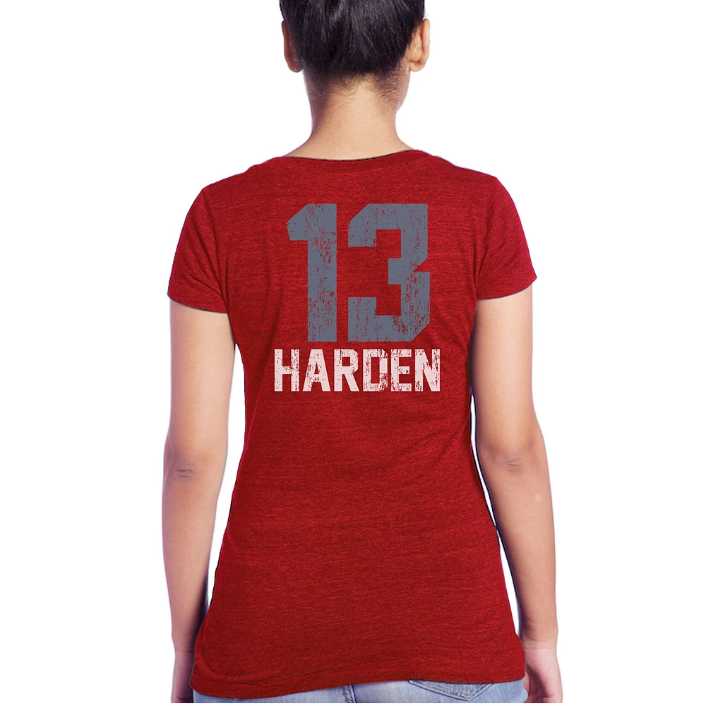 Women's Majestic Threads James Harden Red Houston Rockets Name & Number Tri-Blend T-Shirt