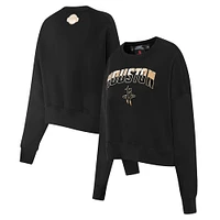 Women's Pro Standard  Black Houston Rockets Glam Cropped Pullover Sweatshirt