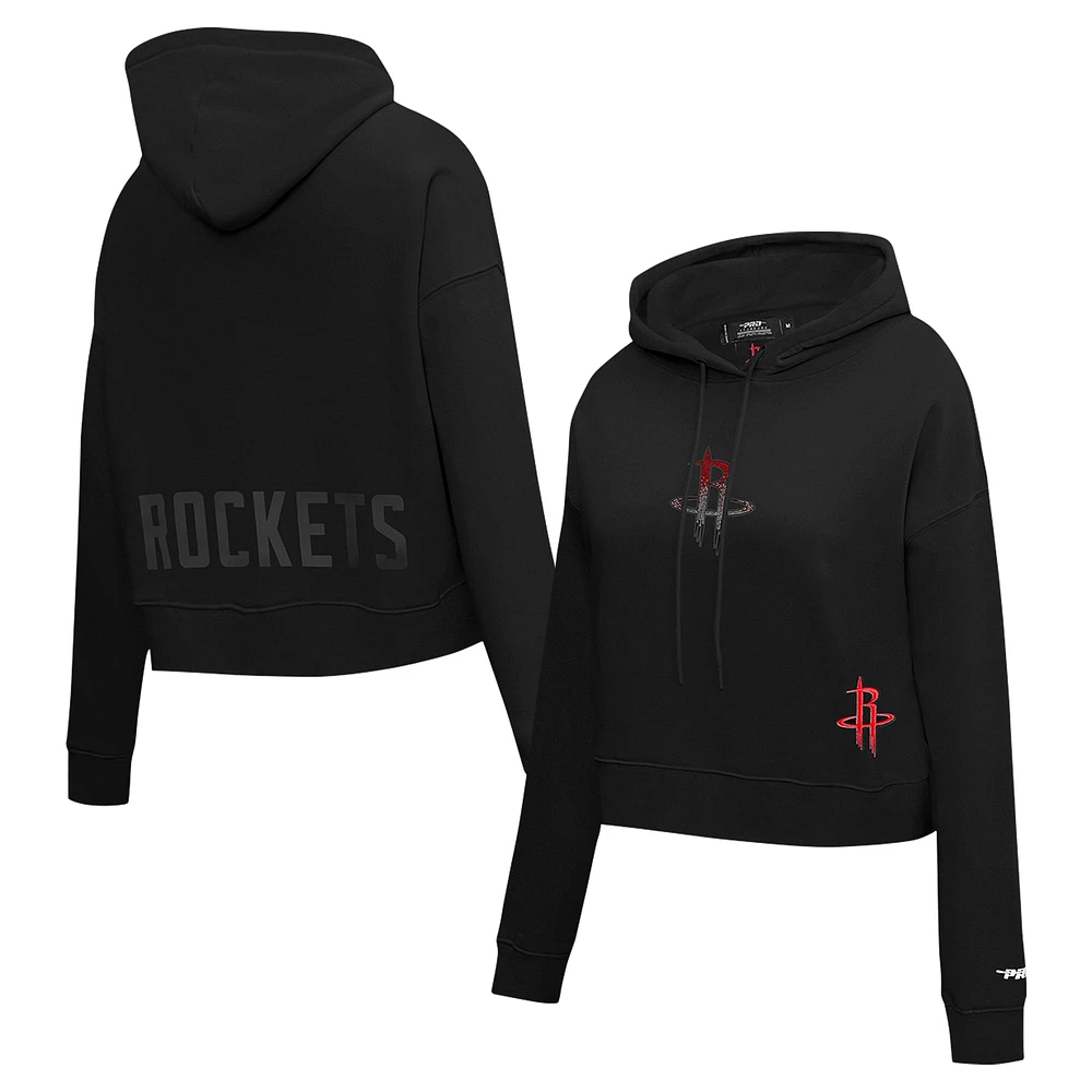 Women's Pro Standard Black Houston Rockets Jewels Cropped Pullover Hoodie