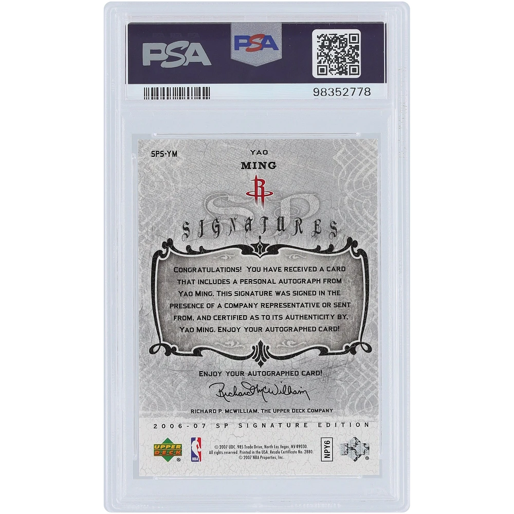 Yao Ming Houston Rockets Autographed 2006 Upper Deck SP Signature Edition #SPS-YM PSA Authenticated 8 Card