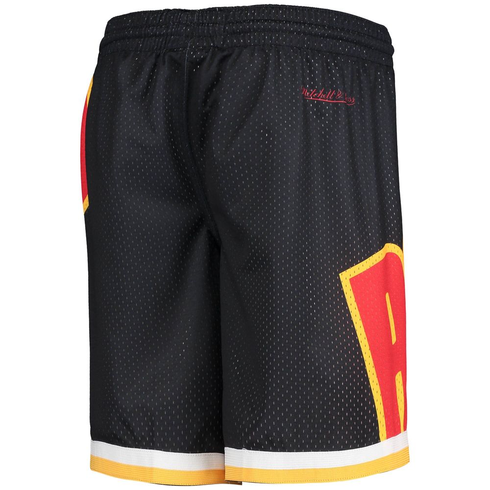 Youth Black Houston Rockets Hardwood Classics Throwback Big Face Mesh Shorts