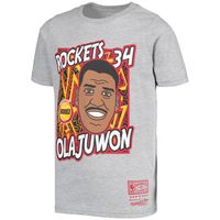 Youth Mitchell & Ness Hakeem Olajuwon Gray Houston Rockets Hardwood Classics King of the Court Player T-Shirt