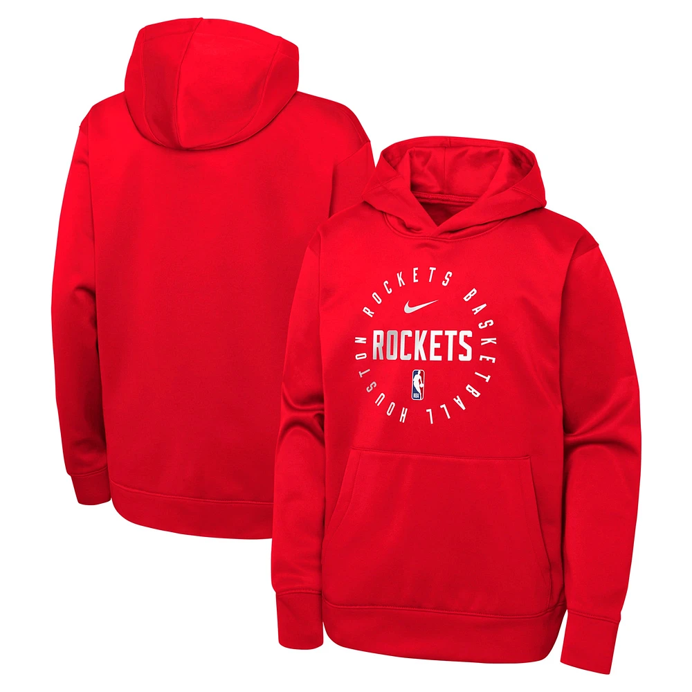 Youth Nike Red Houston Rockets Performance Practice Spotlight Pullover Hoodie