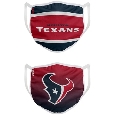 Lot de 2 couvre-visages imprimés pour adultes Houston Texans FOCO