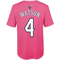 T-shirt pour fille préscolaire Deshaun Watson rose avec nom et numéro du joueur des Houston Texans