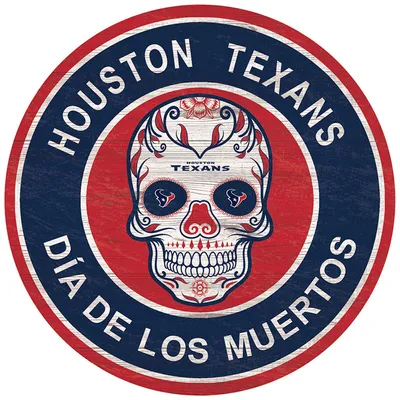 Houston Texans 12'' Sugar Skull Circle Sign