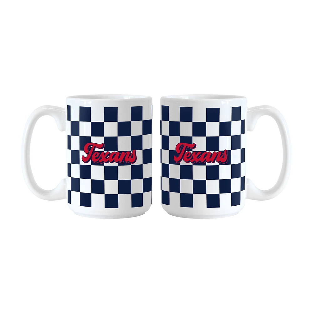 Houston Texans 2-Pack 15oz. Checkered Wordmark Mug Set