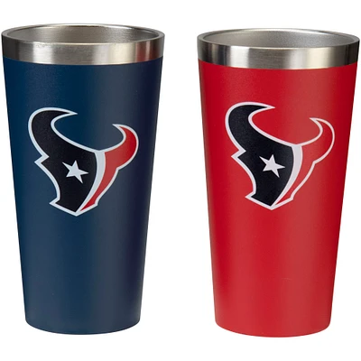 Lot de 2 couleurs de l'équipe Houston Texans 16 oz. Ensemble de verres à pinte